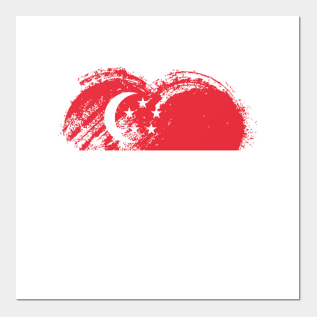 Grungy I Love Singapore Heart Flag